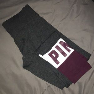 Burgundy & Grey  PINK yoga leggings